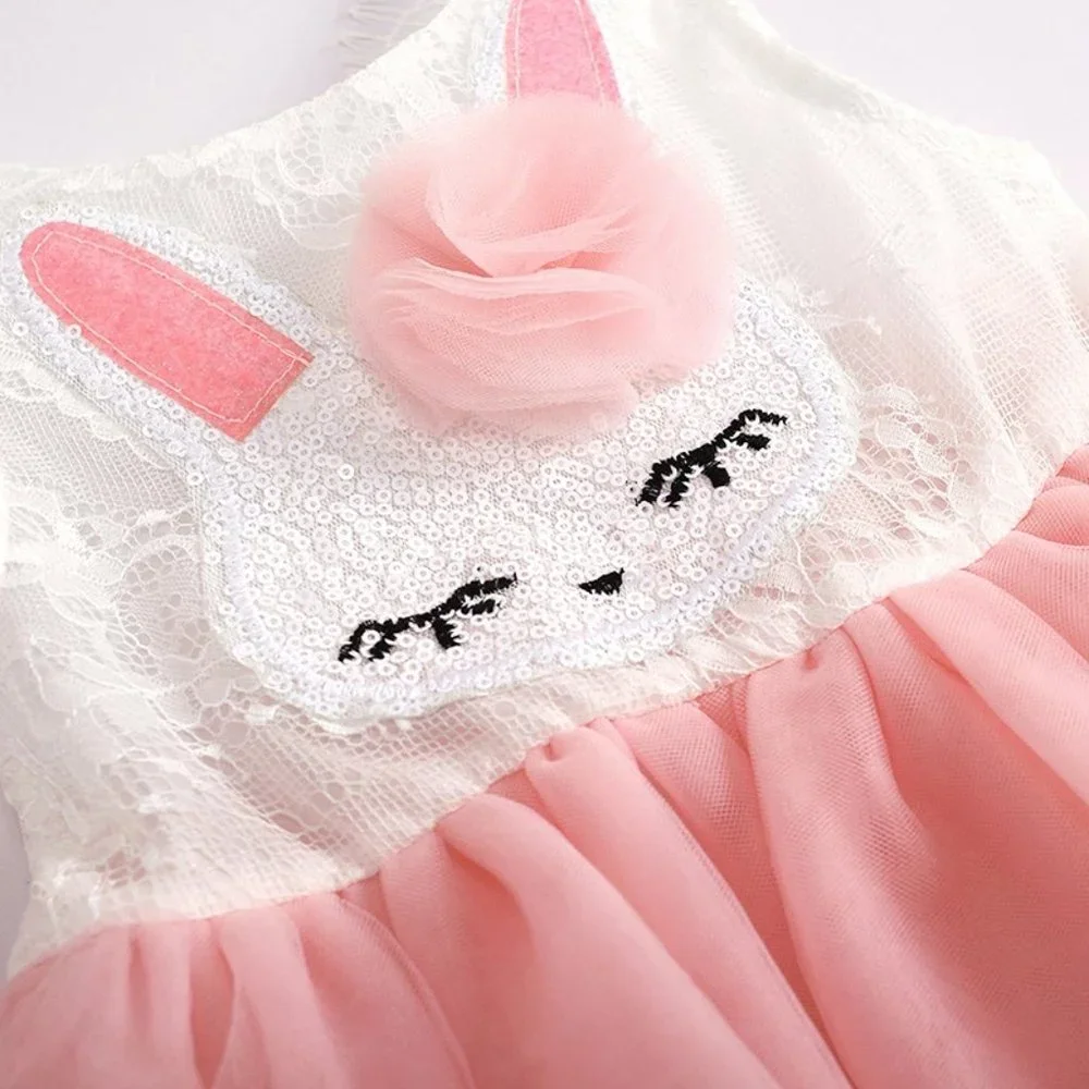 Easter Bunny Rabbit Girls Lace Tutu Dress - Picture 2 of 4